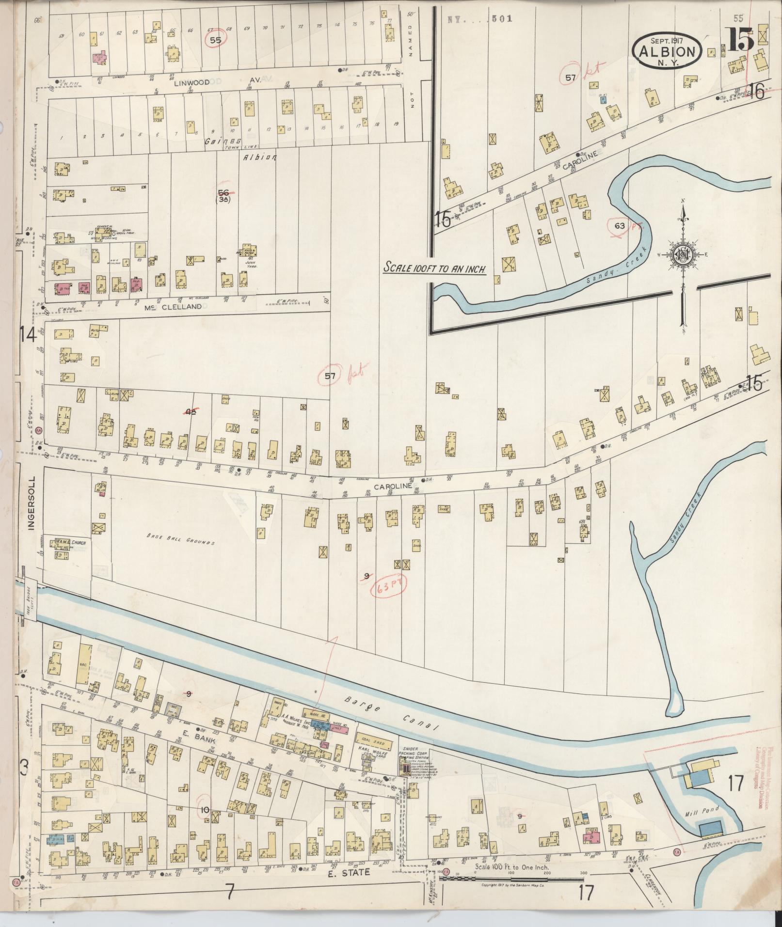 Sanborn Fire Insurance Map from Albion, Orleans County, New York (1941), Sheet #0015 - Complete Map Set gallery image, historic Sanborn map, vintage wall art, New York New York