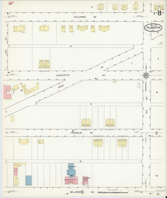 Sanborn Fire Insurance Map from Palmerton, Carbon County, Pennsylvania (1912), Sheet #0008 - Historic Sanborn Fire Insurance Map Print, vintage old map wall art, antique decor, genealogy gift, Pennsylvania Pennsylvania map