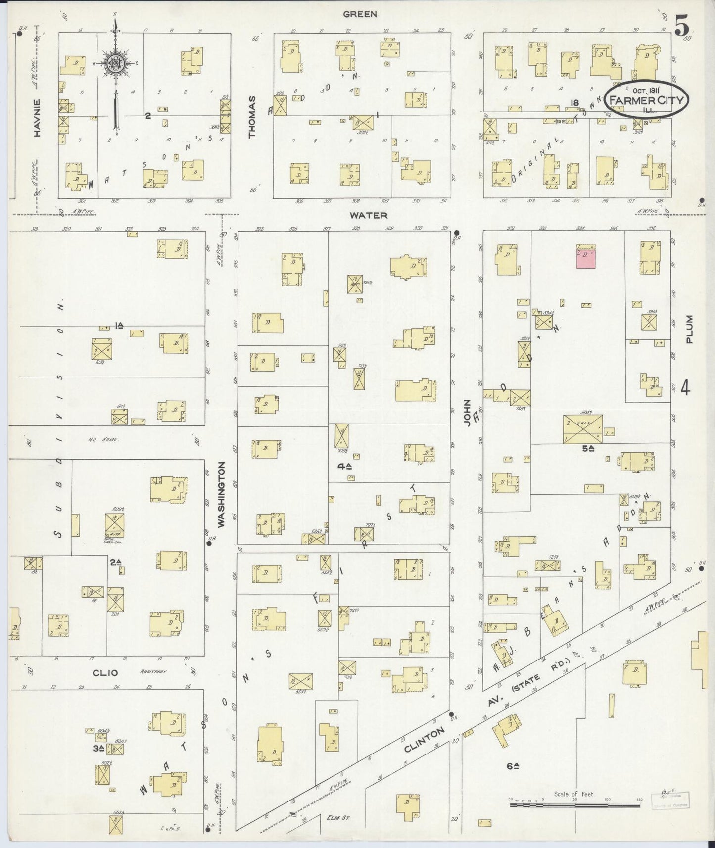 Sanborn Fire Insurance Map from Farmer City, De Witt County, Illinois (1911), Sheet #0005 - Complete Map Set gallery image, historic Sanborn map, vintage wall art, Illinois Illinois