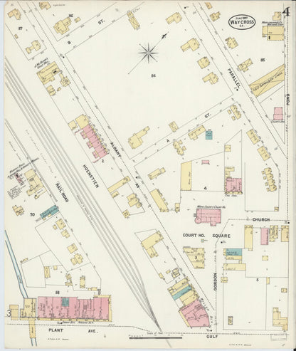 Sanborn Fire Insurance Map from Waycross, Ware County, Georgia (1897), Sheet #0004 - Complete Map Set gallery image, historic Sanborn map, vintage wall art, Georgia Georgia