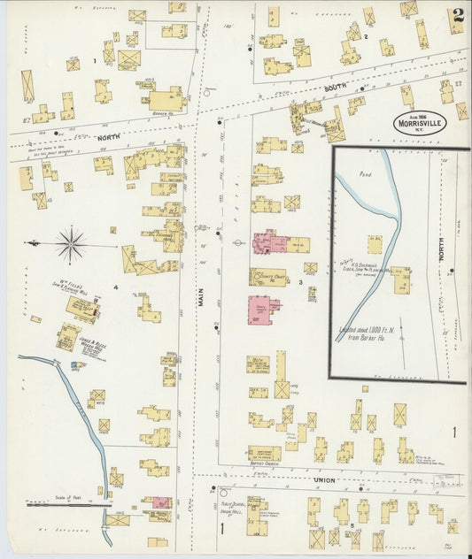 Sanborn Fire Insurance Map from Morrisville, Madison County, New York (1906), Sheet #0002 - Historic Sanborn Fire Insurance Map Print, vintage old map wall art, antique decor, genealogy gift, New York New York map
