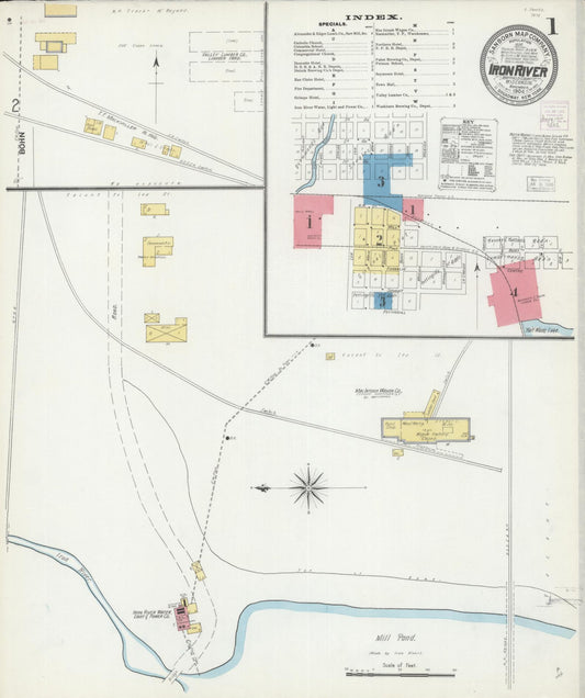 Sanborn Fire Insurance Map from Iron River, Bayfield County, Wisconsin (1904), Sheet #0001 - Historic Sanborn Fire Insurance Map Print, vintage old map wall art, antique decor, genealogy gift, Wisconsin Wisconsin map