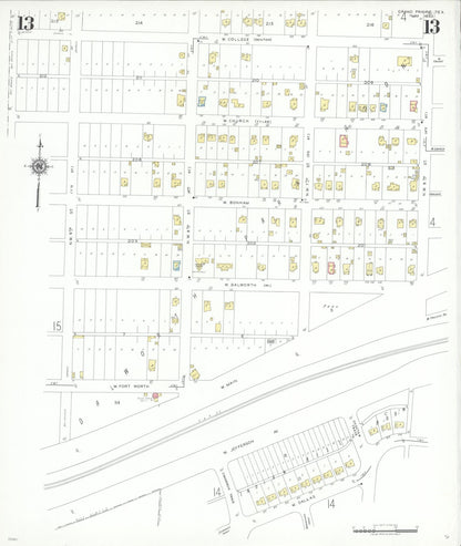 Sanborn Fire Insurance Map from Grand Prairie, Dallas County, Texas (1943), Sheet #0013 - Historic Sanborn Fire Insurance Map Print, vintage old map wall art, antique decor, genealogy gift, Texas Texas map