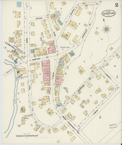 Sanborn Fire Insurance Map from Deckertown, Sussex County, New Jersey (1897), Sheet #0002 - Historic Sanborn Fire Insurance Map Print, vintage old map wall art, antique decor, genealogy gift, New Jersey New Jersey map