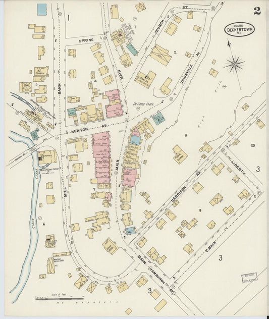 Sanborn Fire Insurance Map from Deckertown, Sussex County, New Jersey (1897), Sheet #0002 - Historic Sanborn Fire Insurance Map Print, vintage old map wall art, antique decor, genealogy gift, New Jersey New Jersey map
