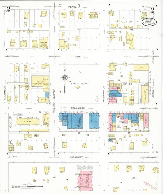 Sanborn Fire Insurance Map from Jewell, Jewell County, Kansas (1927), Sheet #0002 - Historic Sanborn Fire Insurance Map Print, vintage old map wall art, antique decor, genealogy gift, Kansas Kansas map