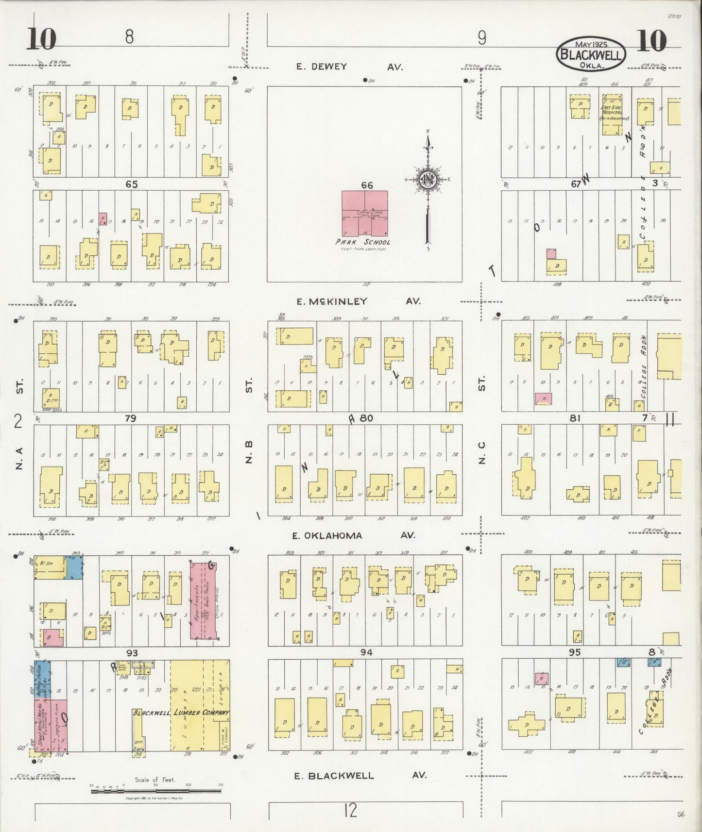 Sanborn Fire Insurance Map from Blackwell, Kay County, Oklahoma (1925), Sheet #0010 - Complete Map Set gallery image, historic Sanborn map, vintage wall art, Oklahoma Oklahoma