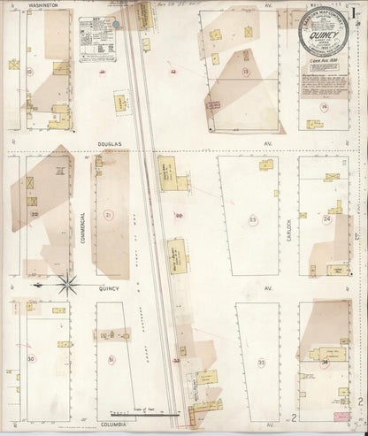 Sanborn Fire Insurance Map from Quincy, Grant County, Washington (1930), Sheet #0001 - Complete Map Set gallery image, historic Sanborn map, vintage wall art, Washington Washington