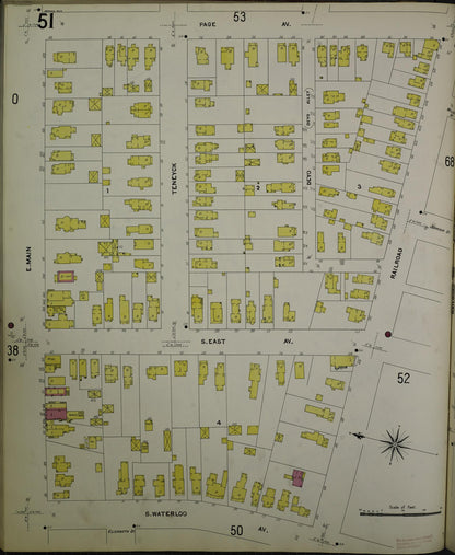 Sanborn Fire Insurance Map from Jackson, Jackson County, Michigan (1907), Sheet #0051 - Complete Map Set gallery image, historic Sanborn map, vintage wall art, Michigan Michigan