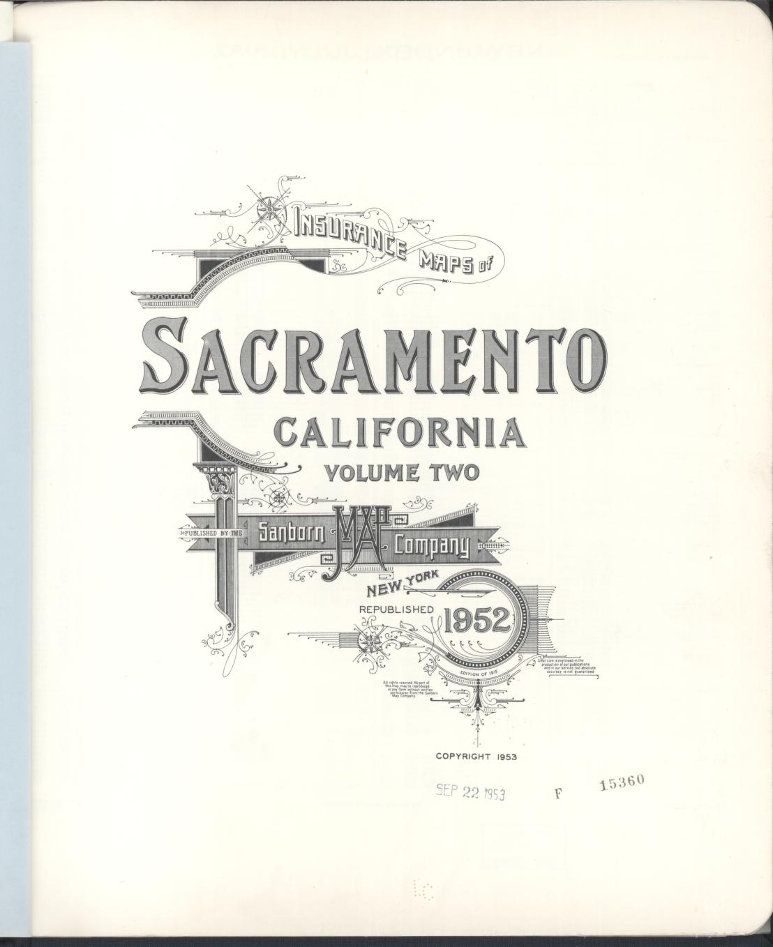 Sanborn Fire Insurance Map from Sacramento, Sacramento County, California (1952), Sheet #0001 - Complete Map Set gallery image, historic Sanborn map, vintage wall art, California California