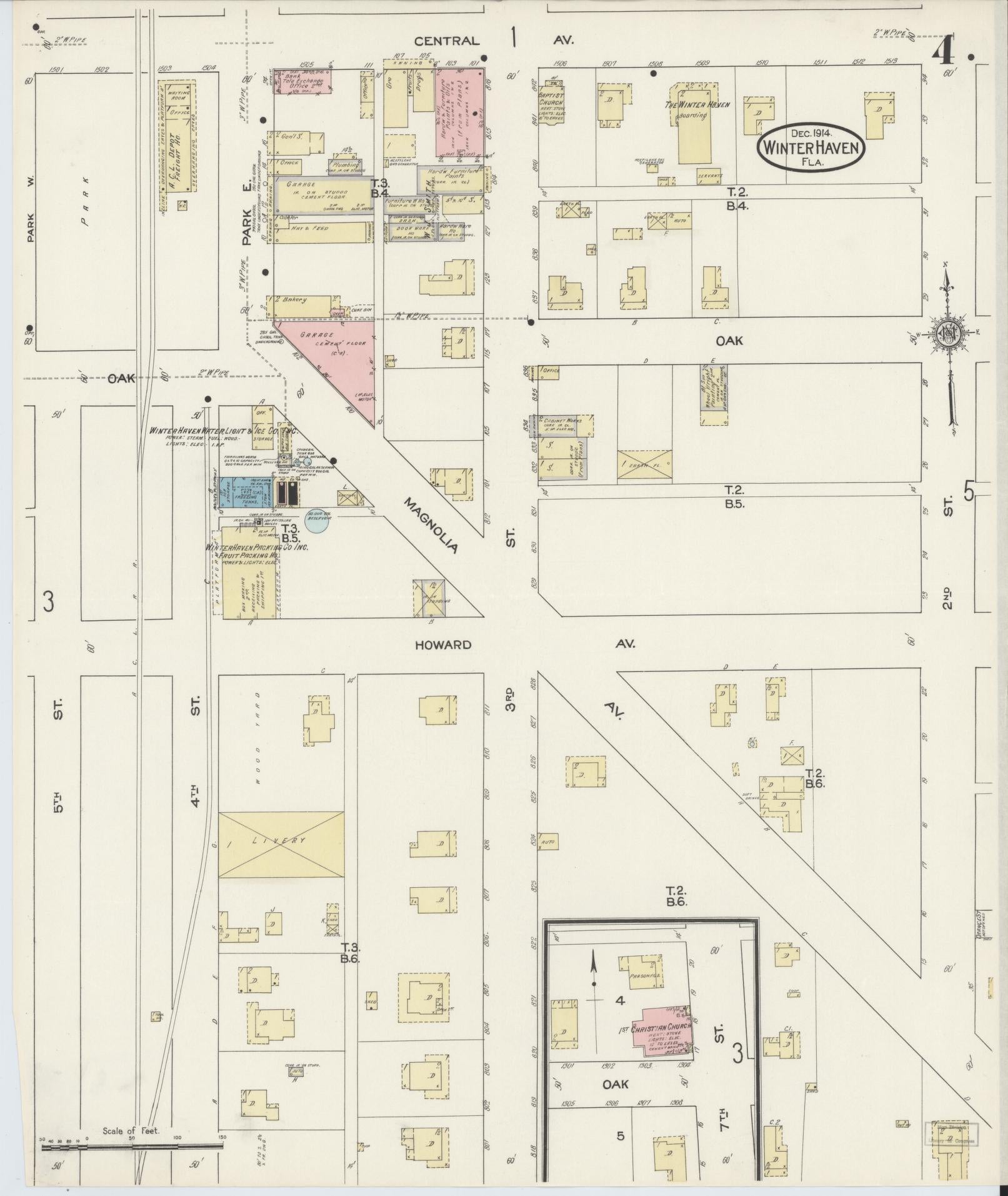 Sanborn Fire Insurance Map from Winter Haven, Polk County, Florida (1914), Sheet #0004 - Historic Sanborn Fire Insurance Map Print, vintage old map wall art, antique decor, genealogy gift, Florida Florida map
