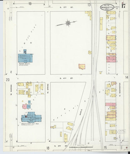 Sanborn Fire Insurance Map from Marquette, Marquette County, Michigan (1911), Sheet #0017 - Complete Map Set gallery image, historic Sanborn map, vintage wall art, Michigan Michigan