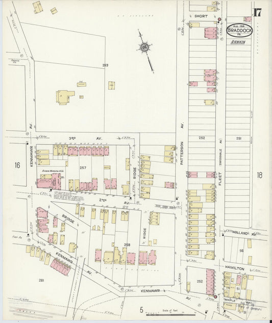 Sanborn Fire Insurance Map from Braddock, Allegheny County, Pennsylvania (1914), Sheet #0017 - Historic Sanborn Fire Insurance Map Print, vintage old map wall art, antique decor, genealogy gift, Pennsylvania Pennsylvania map