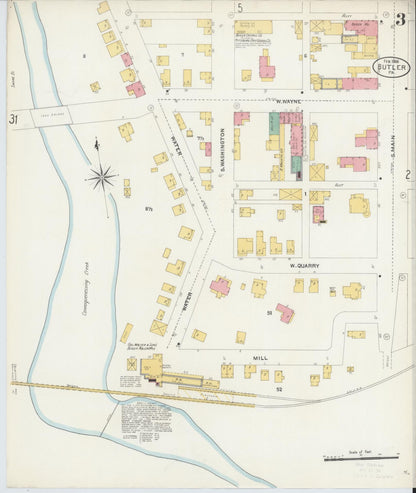 Sanborn Fire Insurance Map from Butler, Butler County, Pennsylvania (1906), Sheet #0003 - Complete Map Set gallery image, historic Sanborn map, vintage wall art, Pennsylvania Pennsylvania