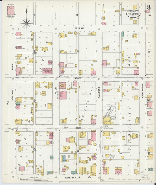 Sanborn Fire Insurance Map from Freeburg, Saint Clair County, Illinois (1900), Sheet #0003 - Historic Sanborn Fire Insurance Map Print, vintage old map wall art, antique decor, genealogy gift, Illinois Illinois map