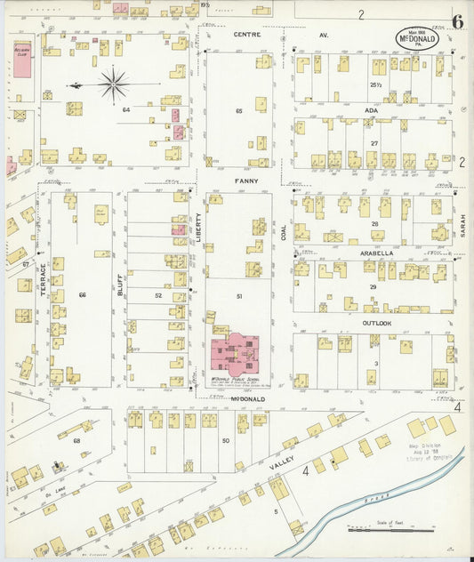Sanborn Fire Insurance Map from McDonald, Washington County, Pennsylvania (1908), Sheet #0006 - Historic Sanborn Fire Insurance Map Print, vintage old map wall art, antique decor, genealogy gift, Pennsylvania Pennsylvania map