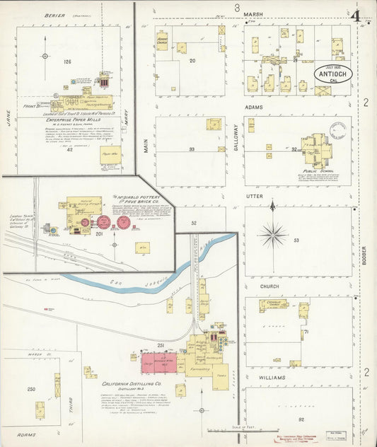 Sanborn Fire Insurance Map from Antioch, Contra Costa County, California (1900), Sheet #0004 - Historic Sanborn Fire Insurance Map Print, vintage old map wall art, antique decor, genealogy gift, California California map