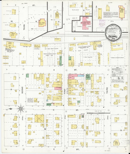 Sanborn Fire Insurance Map from Rockwell, Cerro Gordo County, Iowa (1901), Sheet #0001 - Historic Sanborn Fire Insurance Map Print, vintage old map wall art