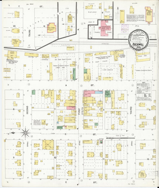 Sanborn Fire Insurance Map from Rockwell, Cerro Gordo County, Iowa (1901), Sheet #0001 - Historic Sanborn Fire Insurance Map Print, vintage old map wall art
