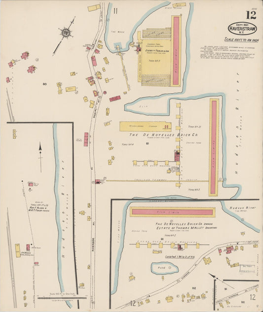 Sanborn Fire Insurance Map from Haverstraw, Rockland County, New York (1921), Sheet #0012 - Historic Sanborn Fire Insurance Map Print, vintage old map wall art, antique decor, genealogy gift, New York New York map