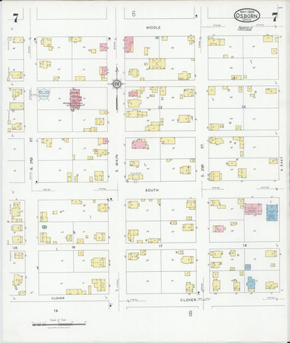 Sanborn Fire Insurance Map from Osborn, Greene County, Ohio (1929), Sheet #0007 - Historic Sanborn Fire Insurance Map Print, vintage old map wall art, antique decor, genealogy gift, Ohio Ohio map