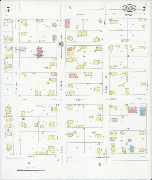 Sanborn Fire Insurance Map from Osborn, Greene County, Ohio (1929), Sheet #0007 - Historic Sanborn Fire Insurance Map Print, vintage old map wall art, antique decor, genealogy gift, Ohio Ohio map