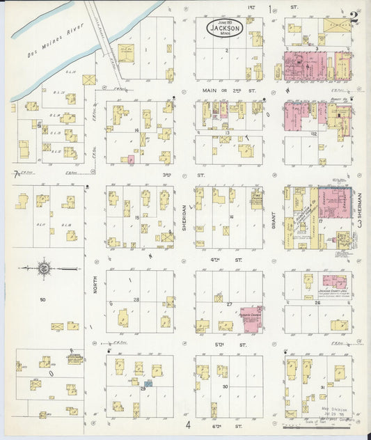 Sanborn Fire Insurance Map from Jackson, Jackson County, Minnesota (1913), Sheet #0002 - Historic Sanborn Fire Insurance Map Print, vintage old map wall art, antique decor, genealogy gift, Minnesota Minnesota map