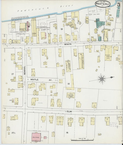 Sanborn Fire Insurance Map from Westerly, Washington County, Rhode Island (1891), Sheet #0005 - Complete Map Set gallery image, historic Sanborn map, vintage wall art, Rhode Island Rhode Island