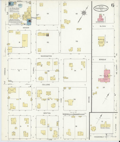 Sanborn Fire Insurance Map from Stephenville, Erath County, Texas (1912), Sheet #0006 - Complete Map Set gallery image, historic Sanborn map, vintage wall art, Texas Texas