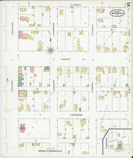 Sanborn Fire Insurance Map from Griggsville, Pike County, Illinois (1905), Sheet #0002 - Historic Sanborn Fire Insurance Map Print, vintage old map wall art, antique decor, genealogy gift, Illinois Illinois map