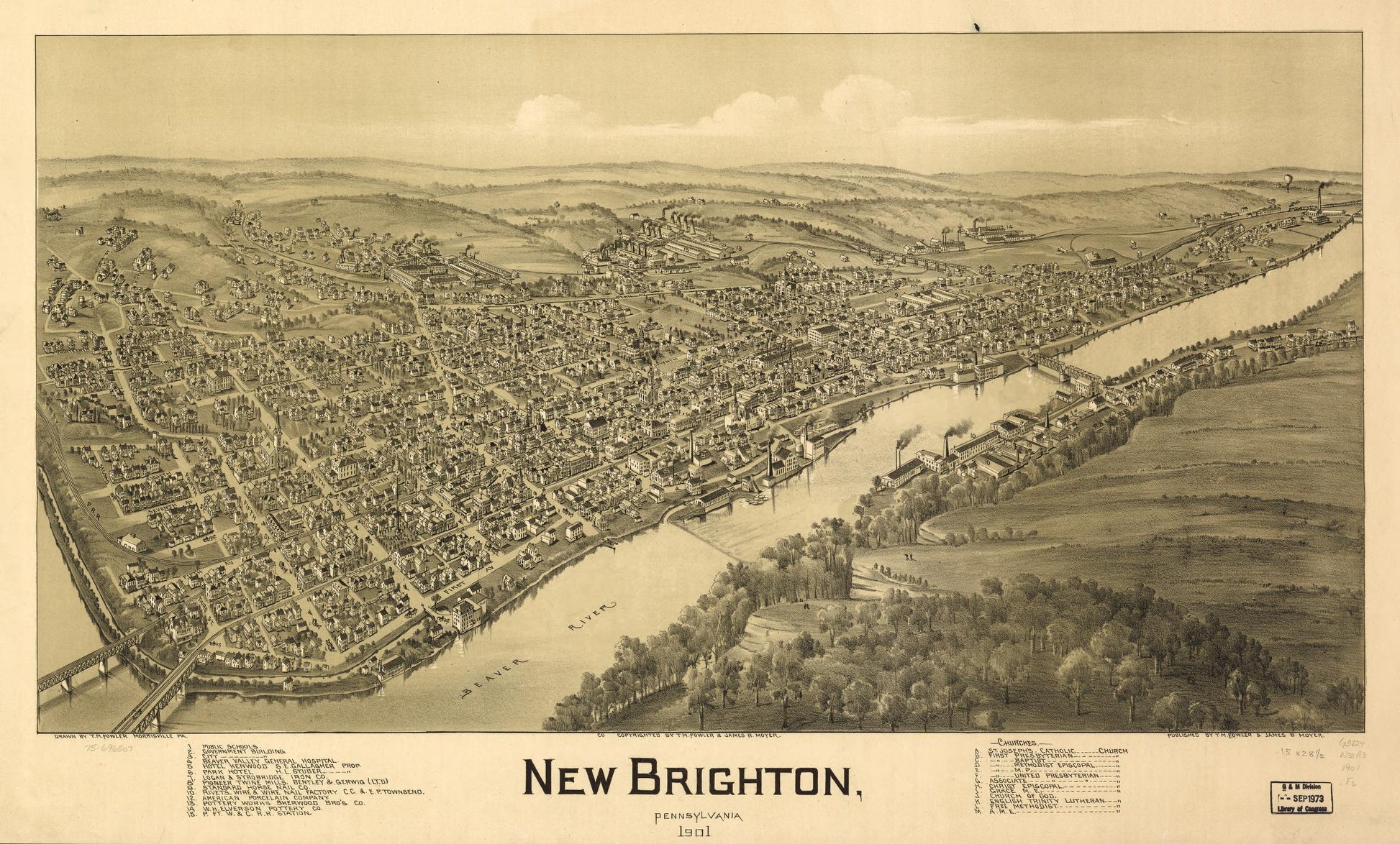 New Brighton, Pennsylvania 1901. (1901) – Historic Bird’s-Eye View Panorama Print