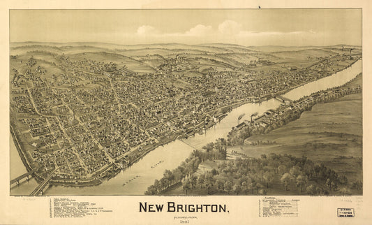 New Brighton, Pennsylvania 1901. (1901) – Historic Bird’s-Eye View Panorama Print