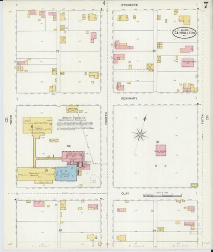 Sanborn Fire Insurance Map from Carrollton, Carroll County, Kentucky (1898), Sheet #0007 - Complete Map Set gallery image, historic Sanborn map, vintage wall art, Kentucky Kentucky