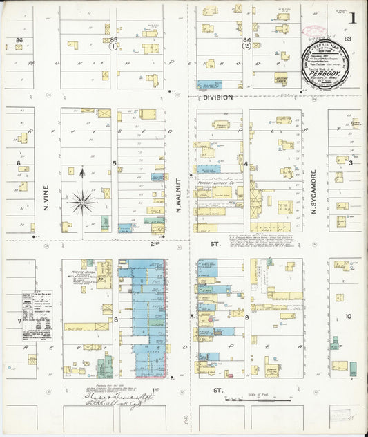 Sanborn Fire Insurance Map from Peabody, Marion County, Kansas (1892), Sheet #0001 - Historic Sanborn Fire Insurance Map Print, vintage old map wall art, antique decor, genealogy gift, Kansas Kansas map
