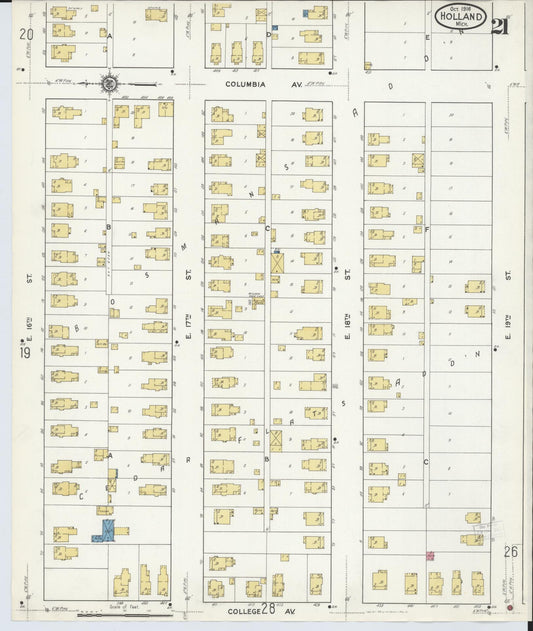 Sanborn Fire Insurance Map from Holland, Ottawa County, Michigan (1916), Sheet #0021 - Historic Sanborn Fire Insurance Map Print, vintage old map wall art, antique decor, genealogy gift, Michigan Michigan map