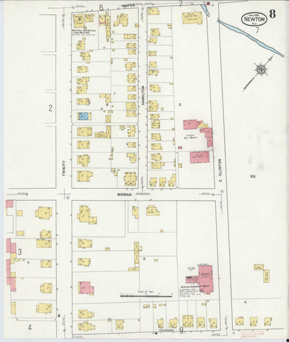 Sanborn Fire Insurance Map from Newton, Sussex County, New Jersey (1916), Sheet #0008 - Historic Sanborn Fire Insurance Map Print, vintage old map wall art, antique decor, genealogy gift, New Jersey New Jersey map