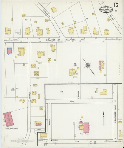 Sanborn Fire Insurance Map from Shelbyville, Bedford County, Tennessee (1921), Sheet #0015 - Complete Map Set gallery image, historic Sanborn map, vintage wall art, Tennessee Tennessee