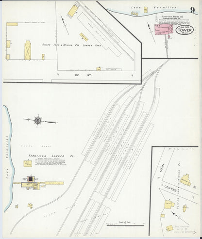 Sanborn Fire Insurance Map from Tower, Saint Louis County, Minnesota (1909), Sheet #0009 - Historic Sanborn Fire Insurance Map Print, vintage old map wall art, antique decor, genealogy gift, Minnesota Minnesota map