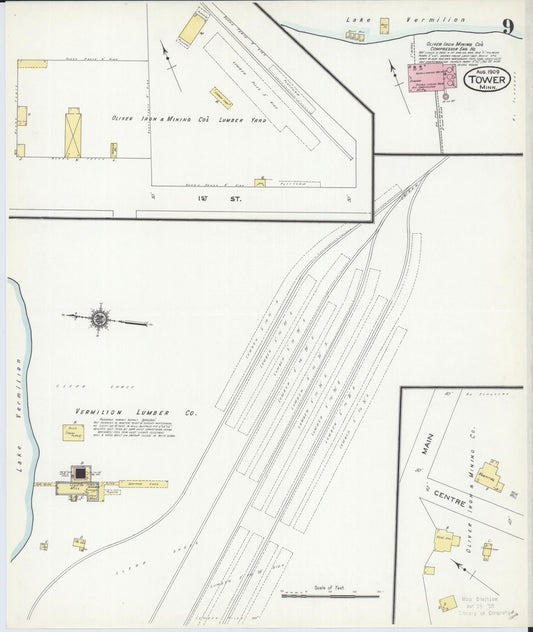 Sanborn Fire Insurance Map from Tower, Saint Louis County, Minnesota (1909), Sheet #0009 - Historic Sanborn Fire Insurance Map Print, vintage old map wall art, antique decor, genealogy gift, Minnesota Minnesota map