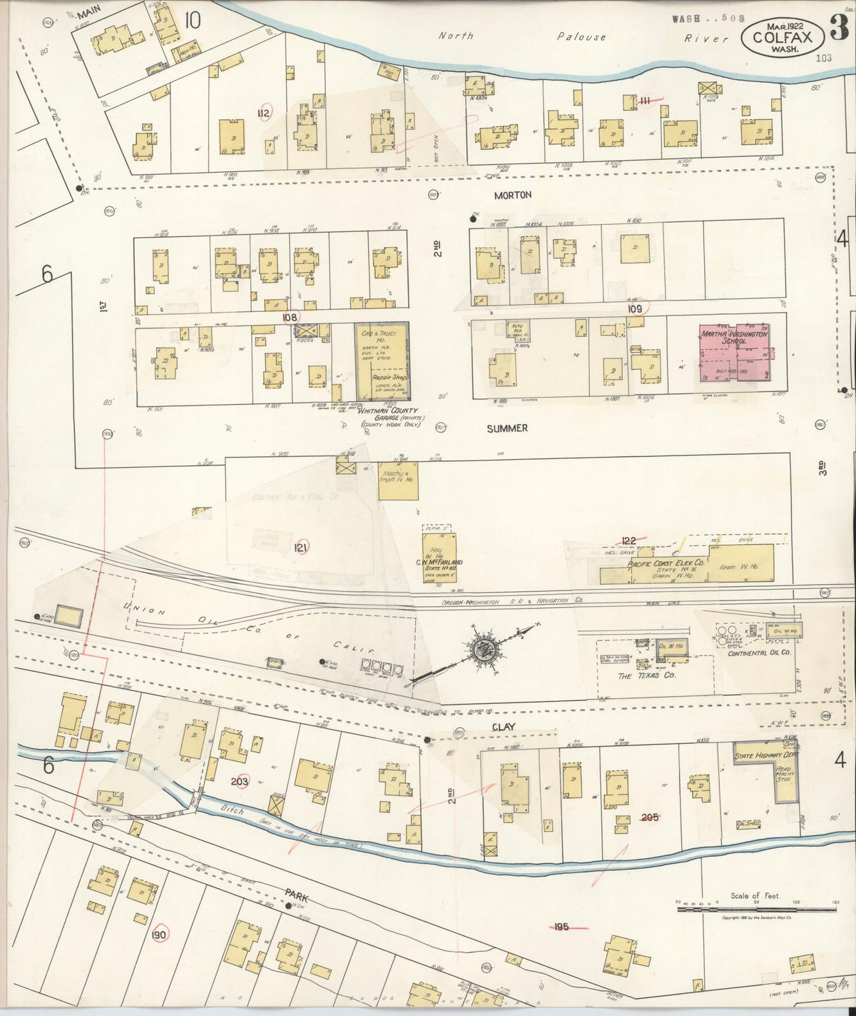 Sanborn Fire Insurance Map from Colfax, Whitman County, Washington (1939), Sheet #0003 - Historic Sanborn Fire Insurance Map Print, vintage old map wall art, antique decor, genealogy gift, Washington Washington map