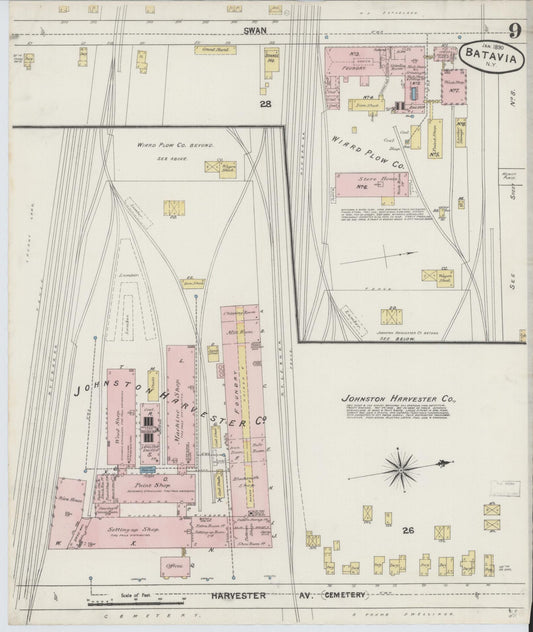 Sanborn Fire Insurance Map from Batavia, Genesee County, New York (1890), Sheet #0009 - Historic Sanborn Fire Insurance Map Print, vintage old map wall art, antique decor, genealogy gift, New York New York map