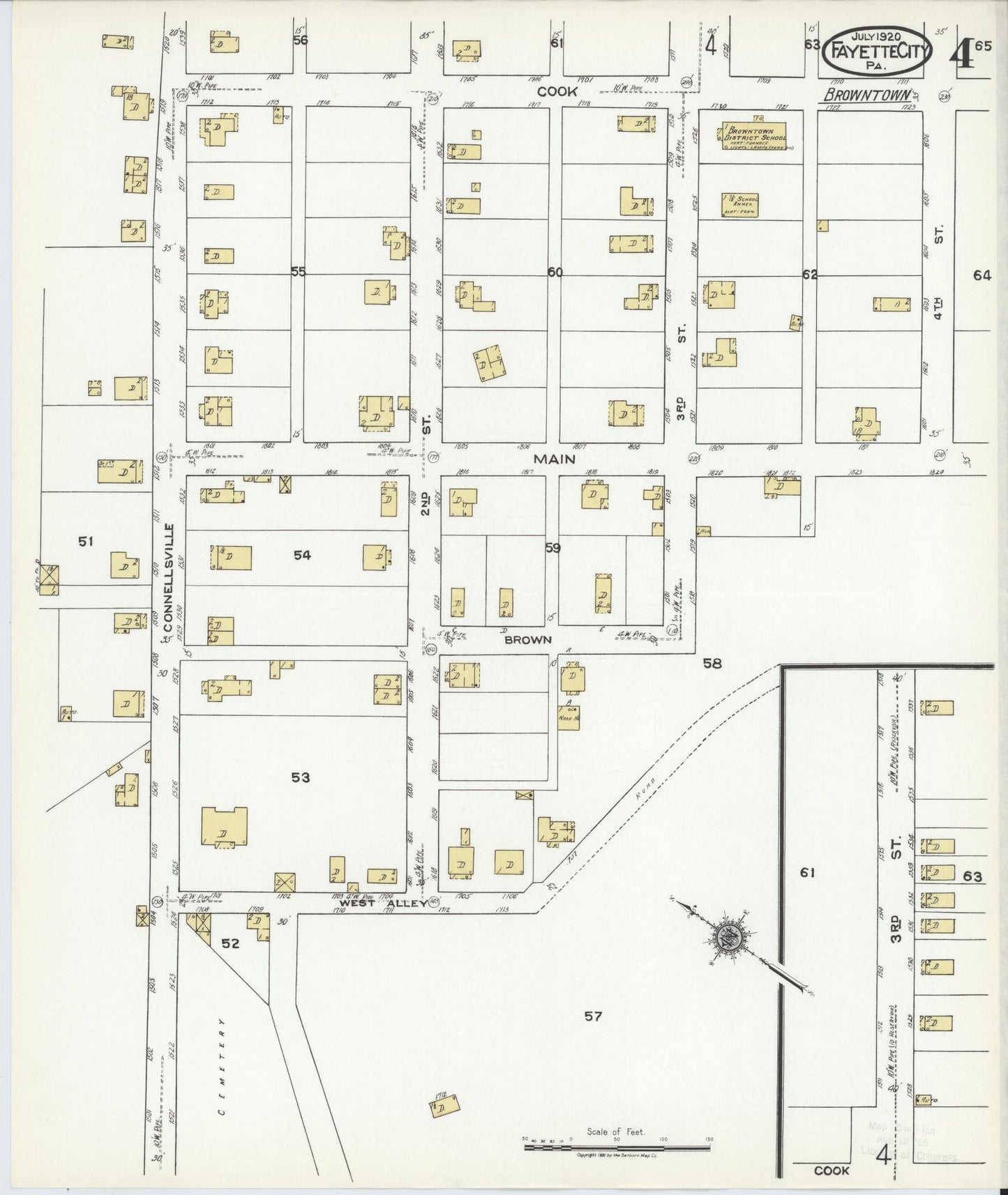 Sanborn Fire Insurance Map from Fayette City, Fayette County, Pennsylvania (1920), Sheet #0004 - Historic Sanborn Fire Insurance Map Print, vintage old map wall art, antique decor, genealogy gift, Pennsylvania Pennsylvania map