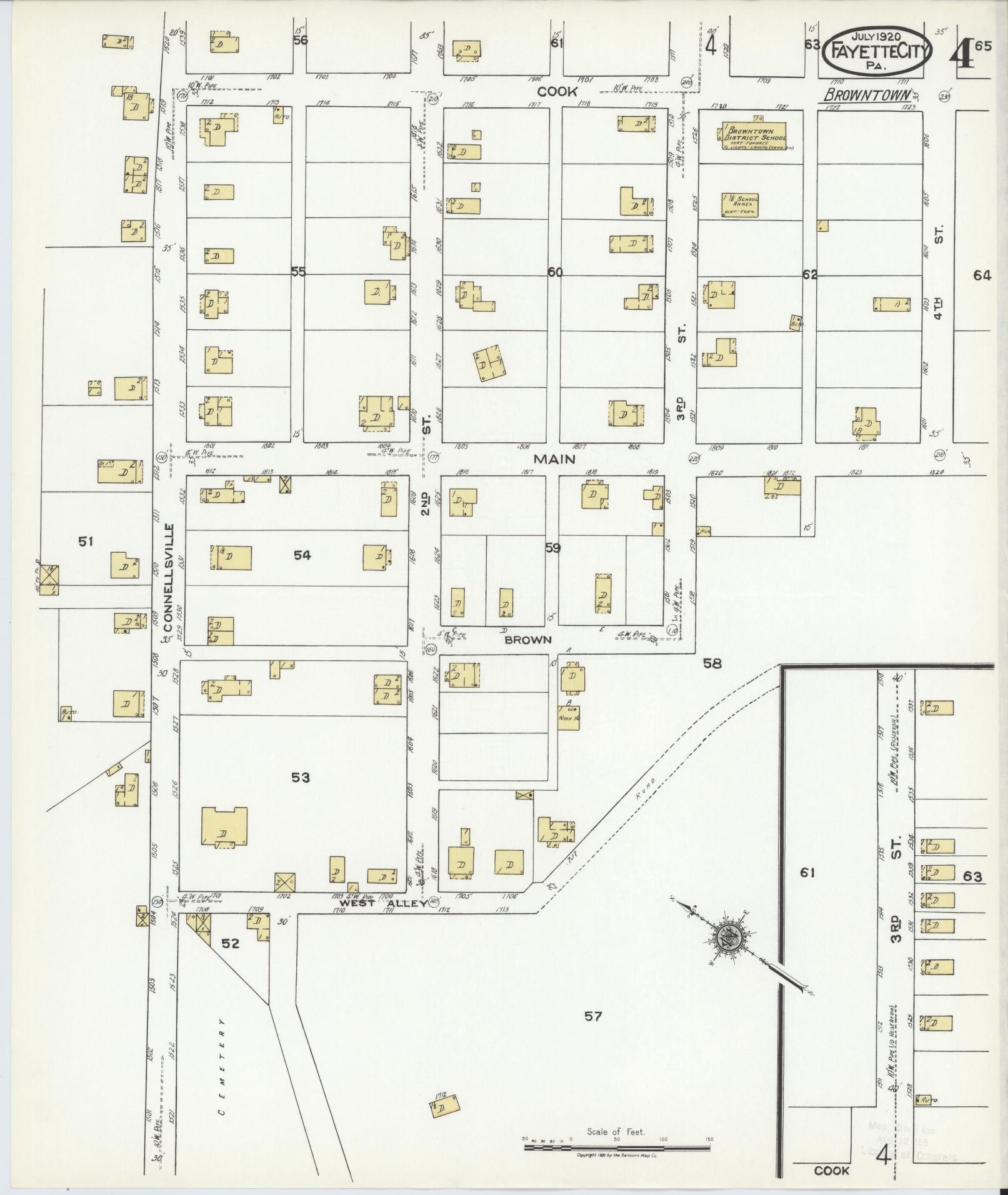 Sanborn Fire Insurance Map from Fayette City, Fayette County, Pennsylvania (1920), Sheet #0004 - Historic Sanborn Fire Insurance Map Print, vintage old map wall art, antique decor, genealogy gift, Pennsylvania Pennsylvania map