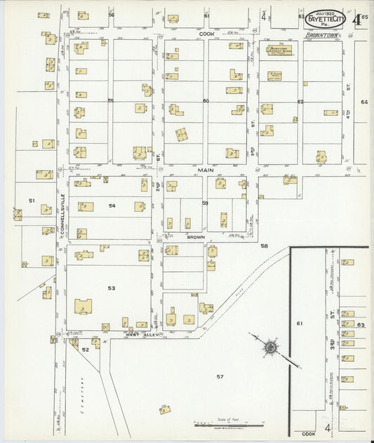 Sanborn Fire Insurance Map from Fayette City, Fayette County, Pennsylvania (1920), Sheet #0004 - Historic Sanborn Fire Insurance Map Print, vintage old map wall art, antique decor, genealogy gift, Pennsylvania Pennsylvania map