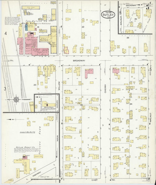 Sanborn Fire Insurance Map from Butler, De Kalb County, Indiana (1914), Sheet #0005 - Historic Sanborn Fire Insurance Map Print, vintage old map wall art, antique decor, genealogy gift, Indiana Indiana map