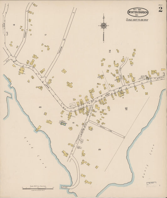 Sanborn Fire Insurance Map from Winter Harbor, Hancock County, Maine (1921), Sheet #0002 - Historic Sanborn Fire Insurance Map Print, vintage old map wall art, antique decor, genealogy gift, Maine Maine map