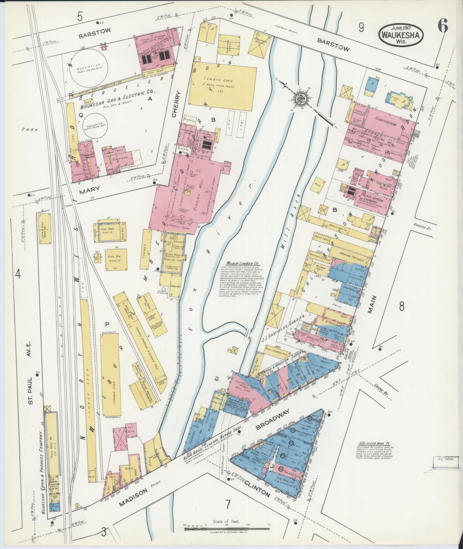 Sanborn Fire Insurance Map from Waukesha, Waukesha County, Wisconsin (1917), Sheet #0006 - Complete Map Set gallery image, historic Sanborn map, vintage wall art, Wisconsin Wisconsin