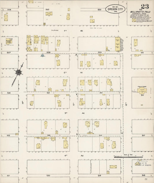 Sanborn Fire Insurance Map from Oregon City, Clackamas County, Oregon (1911), Sheet #0023 - Historic Sanborn Fire Insurance Map Print, vintage old map wall art, antique decor, genealogy gift, Oregon Oregon map