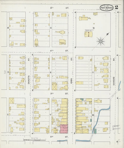Sanborn Fire Insurance Map from Hayward, Sawyer County, Wisconsin (1892), Sheet #0002 - Complete Map Set gallery image, historic Sanborn map, vintage wall art, Wisconsin Wisconsin