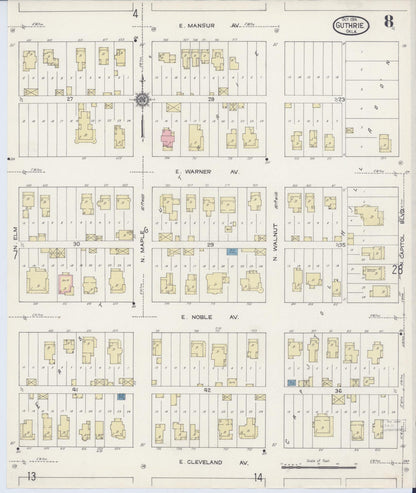 Sanborn Fire Insurance Map from Guthrie, Logan County, Oklahoma (1914), Sheet #0008 - Complete Map Set gallery image, historic Sanborn map, vintage wall art, Oklahoma Oklahoma